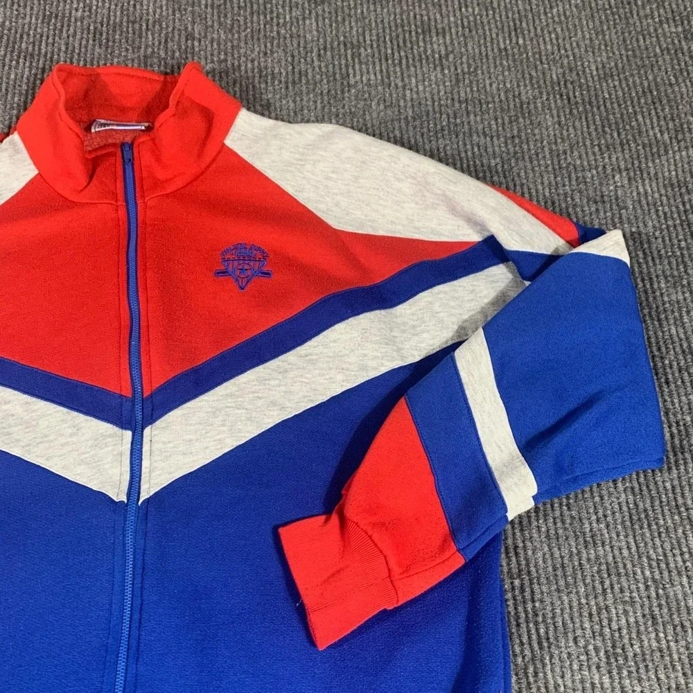VTG MacGregor Jacket Mens Large Blue Full Zip Fleece Embroidered Track Retro 90s